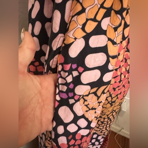 Anthropologie Geisha Designs Smocked Maxi Dress in Black, pink and orange- Small - Picture 8 of 11